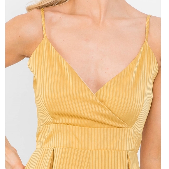 LE LIS Flirty Chic Mustard Yellow Bow Tie Back Romper - Picture 2 of 5